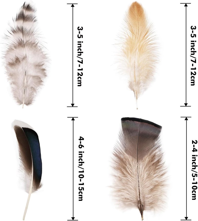 MAOFENG 120pcs 7 Styles Natural Bulk Feathers Assorted Mixed Feathers for DIY Crafts Dream Catcher Wedding Hair Hats Decoration,Guinea Fowl Feathers - Image 2
